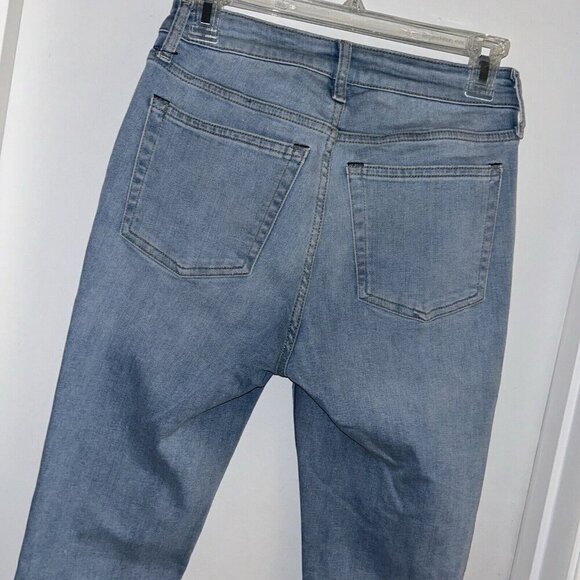 Free Assembly Light Blue Denim High Rise Distress Knee Skinny Jeans Size 4 - Picture 6 of 11